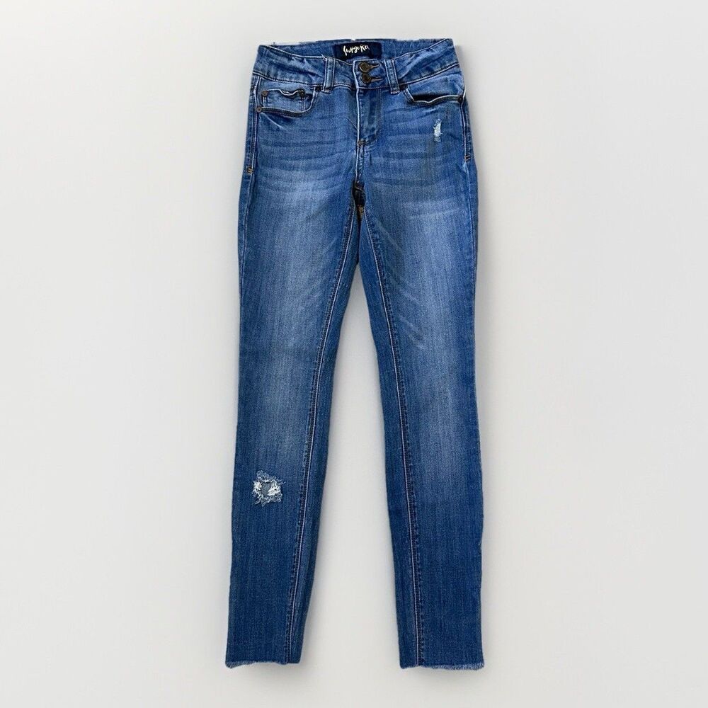 Indigo Rein Distressed Denim Stretch Skinny Jeans Size 1